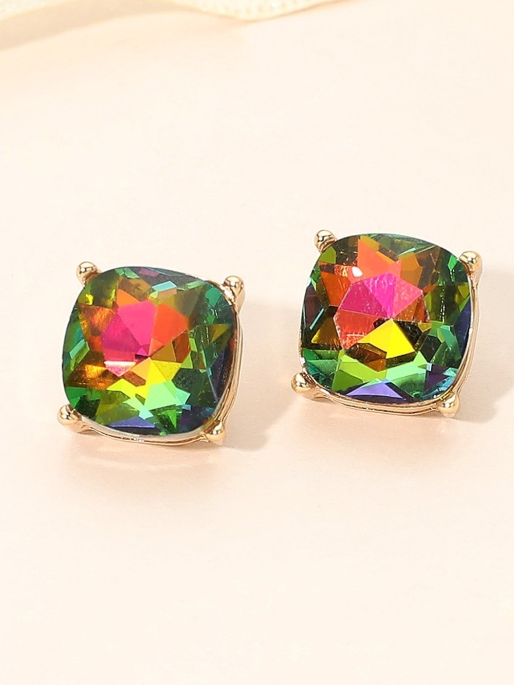 Vitrail Square Stud Gold Fashion Jewelry Earrings Fashion Statement Accessories